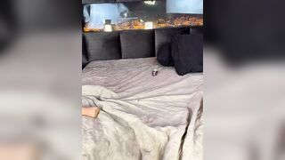 Sexy Blonde in Lingerie Poses and Sucks Dildo on Luxe Bed