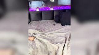 Sexy Blonde in Lingerie Poses and Sucks Dildo on Luxe Bed