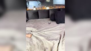 Sexy Blonde in Lingerie Poses and Sucks Dildo on Luxe Bed