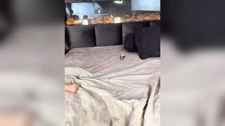 Sexy Blonde in Lingerie Poses and Sucks Dildo on Luxe Bed