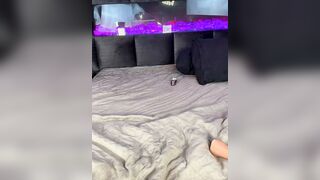 Sexy Blonde in Lingerie Poses and Sucks Dildo on Luxe Bed