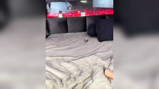 Sexy Blonde in Lingerie Poses and Sucks Dildo on Luxe Bed