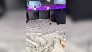 Sexy Blonde in Lingerie Poses and Sucks Dildo on Luxe Bed