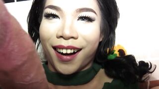 Petite amateur Thai ladyboy teen Book drilled by a big white cock bareback