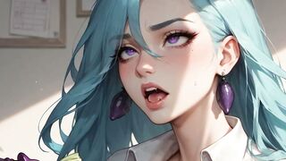 Blue Haired Babe Gives Rough Blowjob in Hard Core Porn Theater