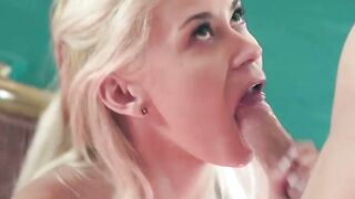 Busty blonde teen Marsha May gives fucks and gets a facial