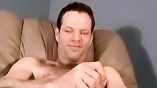 Hairy homosexual with a big cock solo masturbates