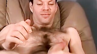 Hairy homosexual with a big cock solo masturbates