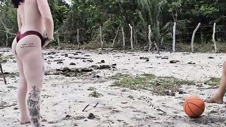PLAYING THE BALL ON THE FIELD WITH MY NEIGHBOR WE LOST OUR ASSES
