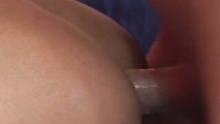 Blindfolded twink Riky eats a banana while sucking cock