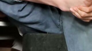 Hot barely legal straight thug Lil B gets his feet sticky with his thick cum load