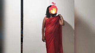 Sri Lankan Wifey Nailed inside Goddess Red Saree Piyumi Hansamali