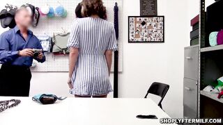 Dark Haired shoplifter Krissy Lynn taking a serious penis down from