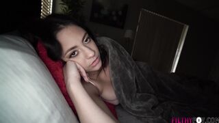 Goddess Step-Sister Hides From Anger Step-Dad Into Step-Brother\'s Bed -