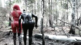 Rubber Bondage Play with Latex Doll