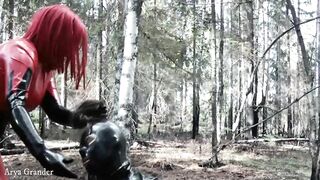 Rubber Bondage Play with Latex Doll