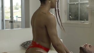 Banging my horny TS ebony friend in the ass