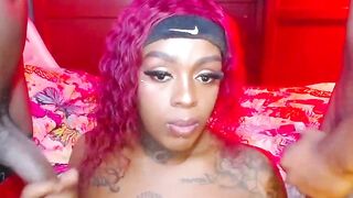 Tattooed Ebony with Red Hair Worships BBC Live Part 1