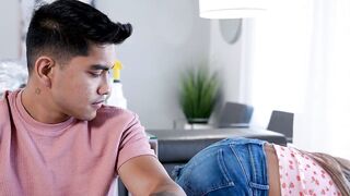 Latina MILF Step Mom Luna Gives Deepthroat Blowjob