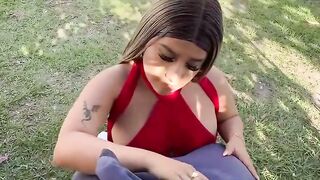 Muscular Gardener Nails Petite Blonde in Public Park