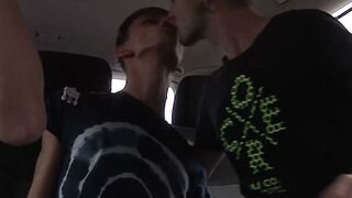 Stephan Black Goes Wild in a Backseat Threesome with Eager Twinks