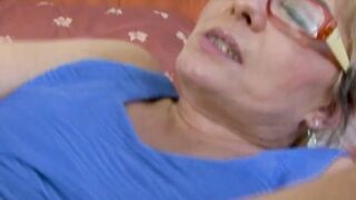 Silver-Haired Granny Uses Vibrator Before Interracial Fuck