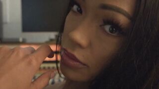 Curvy Ebony MILF Harley Dean Strips in Music Studio