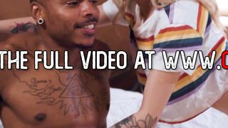 Petite Blonde Teen Gets Rough Interracial Sex With Her Black Stepdad