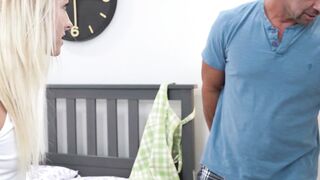 Petite Emma Bugg Performs Deep Throat Blowjob For Stepdad