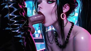 Cyber Babe Takes Bar Cock Screaming as Cum Showers Her Face