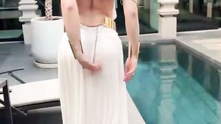 Curvy Goddess Gets Hard Pounded Poolside in Sheer Dress