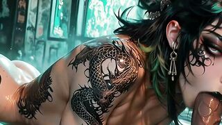 Tattooed AI Babe Rides Cock Hard With Big Tits