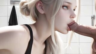 Wet tits bounce hard as cumshots paint her perfect face (AI)
