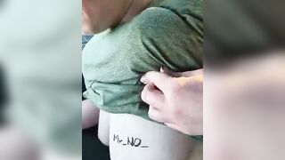 Hot Amateur Babe Fingers Herself and Cock in Car