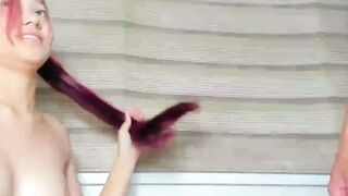 Redhead Asian Babe Takes a Thick Cock in Doggy Style