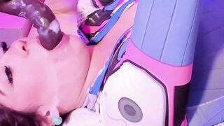 Overwatch Mercy Cosplay Babe Deepthroats Massive Dildo