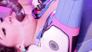 Overwatch Mercy Cosplay Babe Deepthroats Massive Dildo