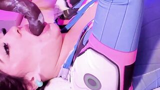 Overwatch Mercy Cosplay Babe Deepthroats Massive Dildo