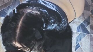 Goth Girl with Glasses Teases Huge Ass and Dildo Live