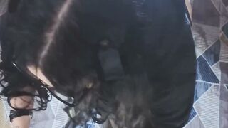 Goth Girl with Glasses Teases Huge Ass and Dildo Live