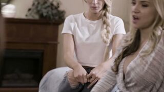 Step-Mom and 18-Year-Old Daughter Threesome Creampie
