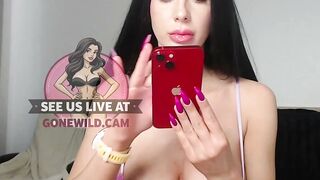 Brunette with Big Tits in Pink Lingerie Live Cam Show