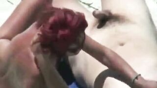 Voyeur: Mature Lady Rides Teen Man On The Beach