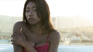 Ebony Teen Mimi Desuka Shows Off Her Natural Boobs and Black Pussy Outdoors