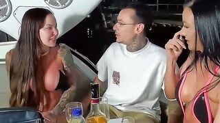 Latina Threesome with a Sailor on a Boat