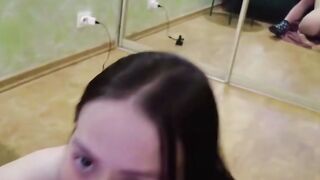 Massive Cock POV Blowjob and Toilet Action with Attractive Woman