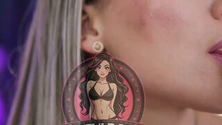Stunning Blonde Shemale Teases with Huge Dildo Closeup