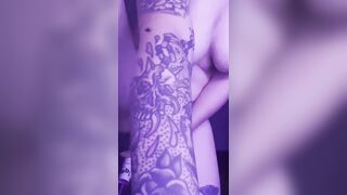 Petite Tattooed Emo Brunette Fucks Herself Solo