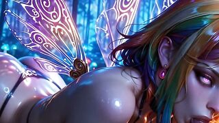 Busty Rainbow Fairy Gives Blowjob in Enchanted Forest