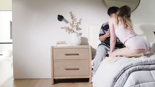 Busty MILF Stepmom Seduces Slim Stepdaughter and Stepson